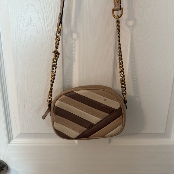 Tory Burch Beige and Brown Striped Crossbody Bag - Picture 3 of 4